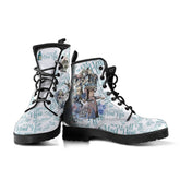 Workwear Ankle Boots Microfiber Leather Alice In Wonderland Printed-BS00999-Veeddydropshipping